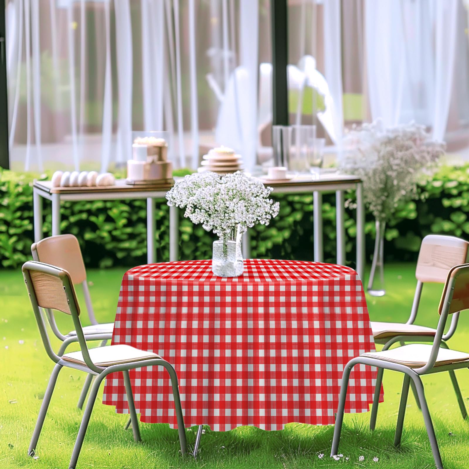 Amazon.com: RINDOJIN 3 Pack Red Gingham Tablecloth Round 84 x 84